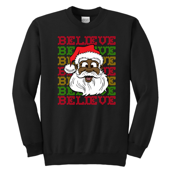 Believe Black Santa African American Santa Christmas Apparel